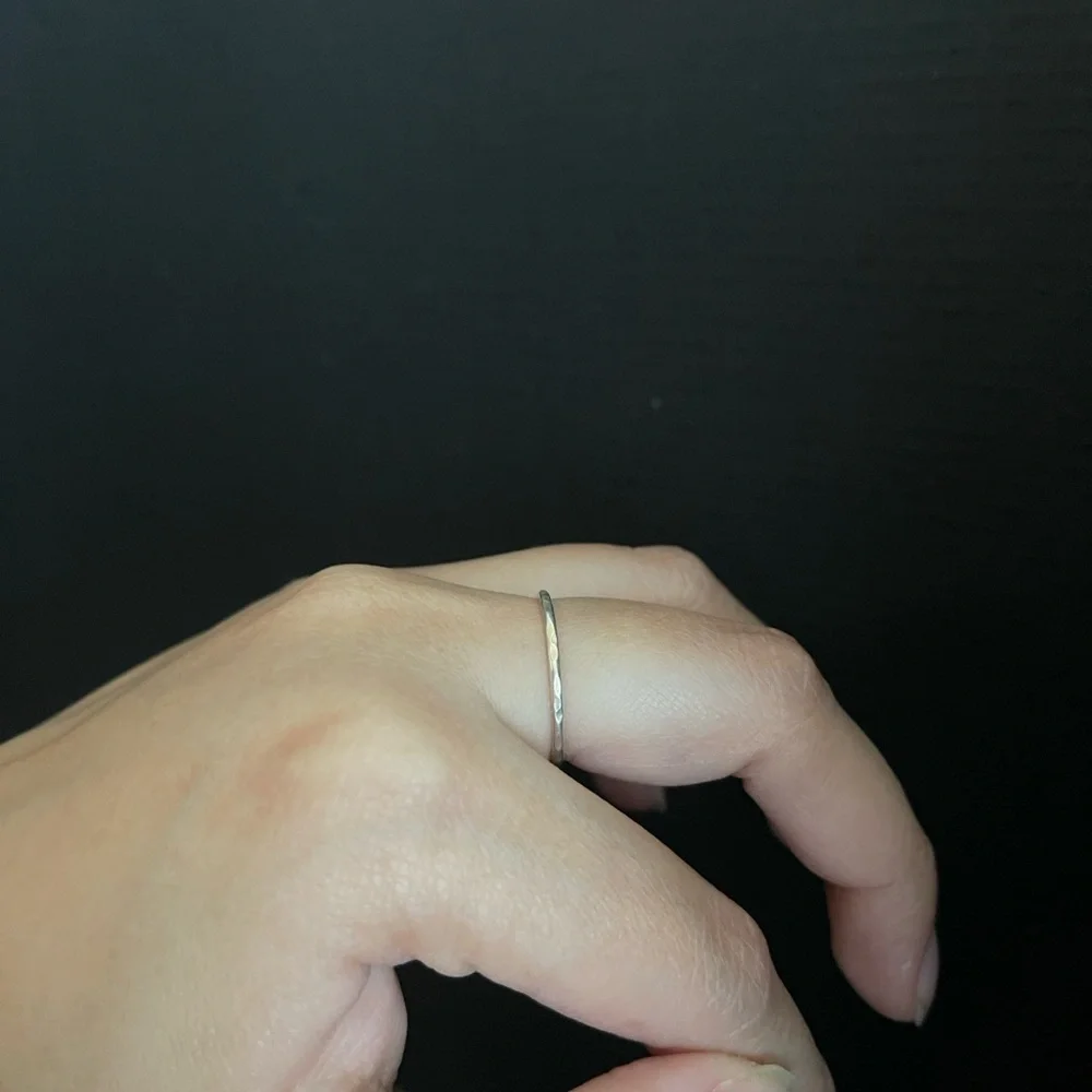Sterling silver band with dented style stackable ring size 6.25